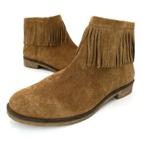 Lucky Brand Galley Brindle Oiled Suede Boots Western Fringe Bootie Women's 8.5M